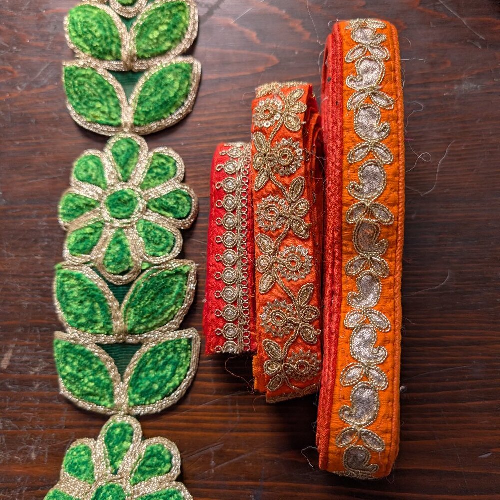 Vintage Indian Sewing Trims with Gold Embroidery